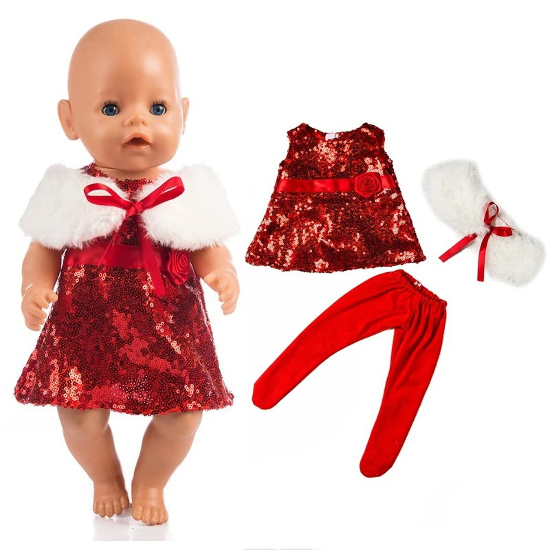 Baby Reborn Doll Christmas Dress Santa Claus Clothes Hat for 18 Inch Doll Winter Wear Baby Girl Christamas New Year Gift