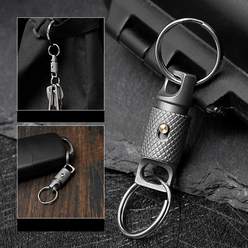Outdoor Portable EDC Multifunctional Titanium Alloy Keychain with Locking Universal Buckle Tool