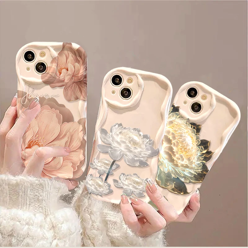 Case For Samsung Galaxy A17 A16 A36 A26 A56 A55 A35 A25 A15 A07 A06 A32 A50S A51 M16 Soft Lotus Flower INS Silicone Cover