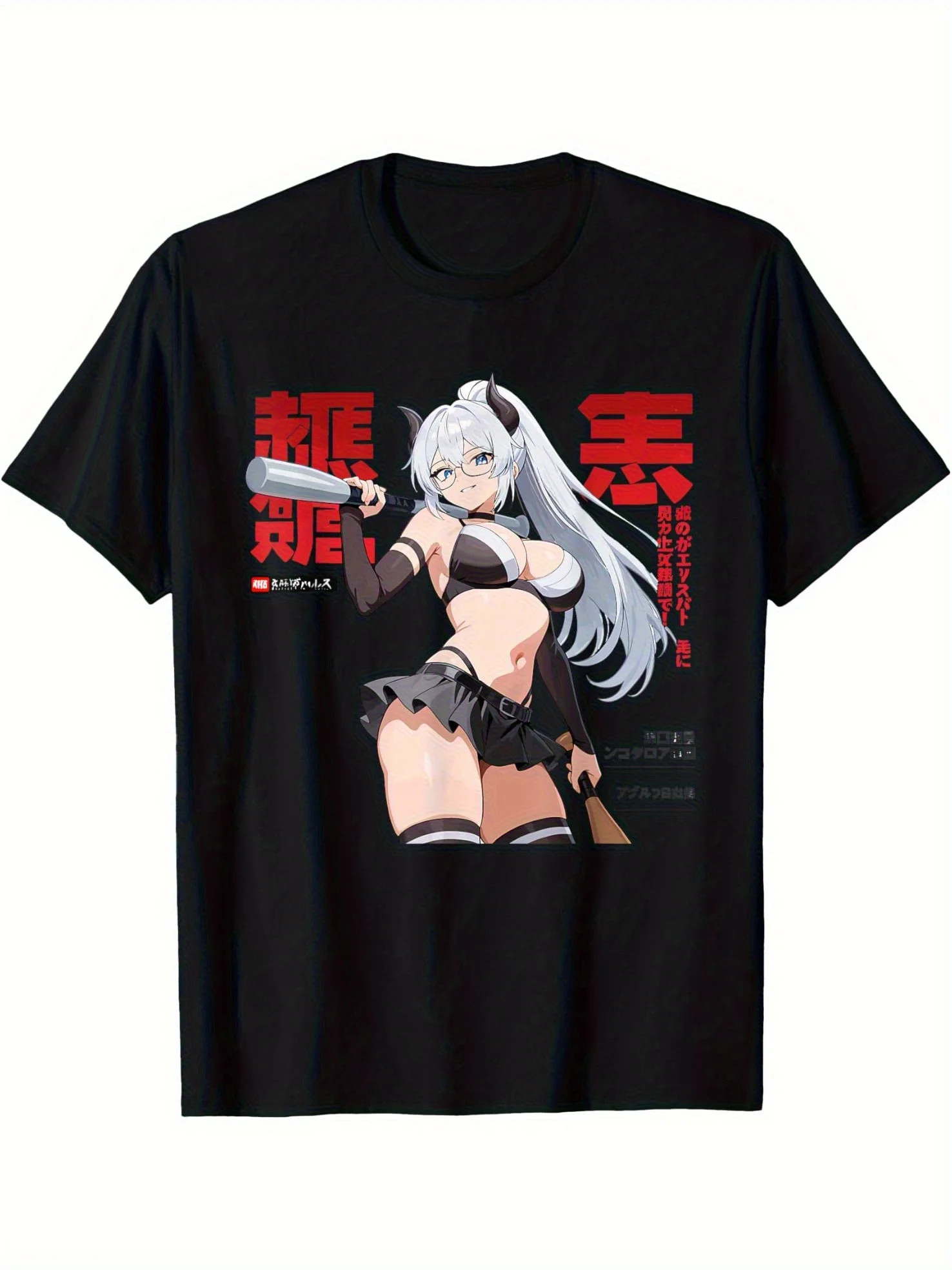 TOP SALES T-shirts imprimés tendance avec citations, style baseball, avec cornes d'anime sexy, style manga japonais