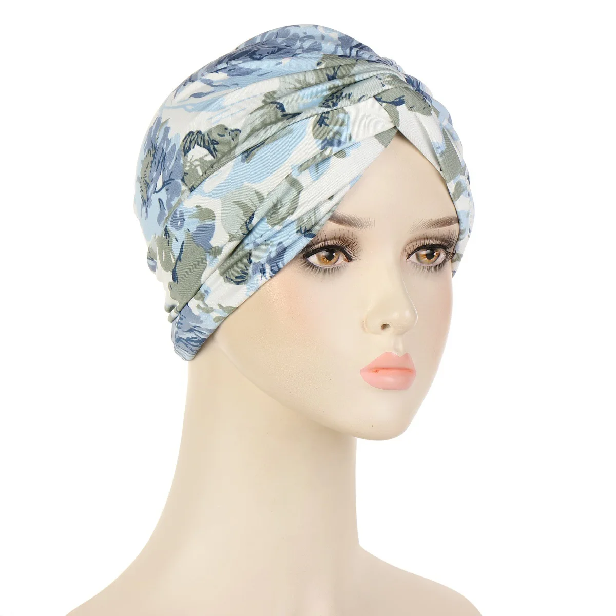 

Women Muslim Floral Printed Knotted Hijabs Turban Bonnet Female Headscarf Cover Head Wraps Twist Chemo Cap Hair Accessories