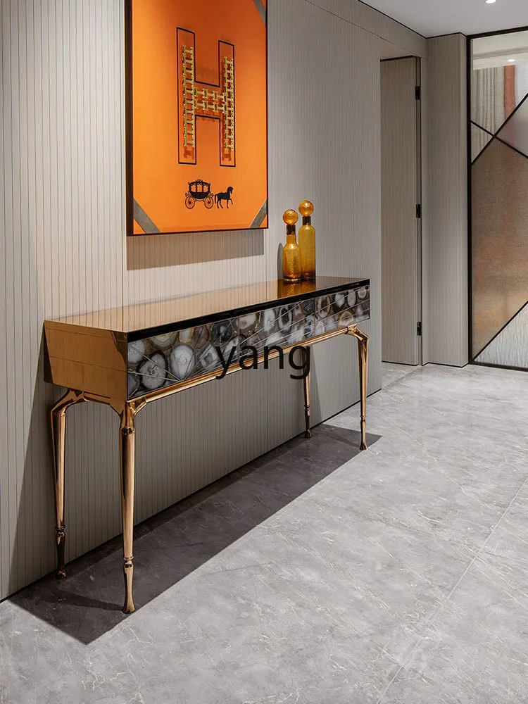 CX light luxury stainless steel entrance table against the wall high-end agate stone art decoration cabinet