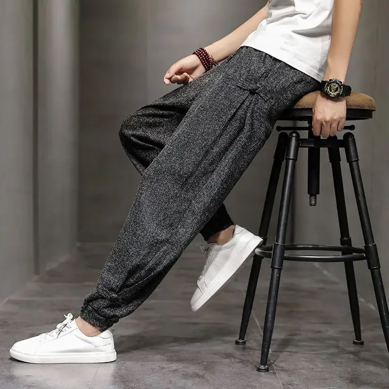 

Wide Leg Trousers Grey Male Sports Pants Plain Harem Hip-hop Autumn and Winter Men's Sweatpants Athletic Adult Sweat-shirt Sport