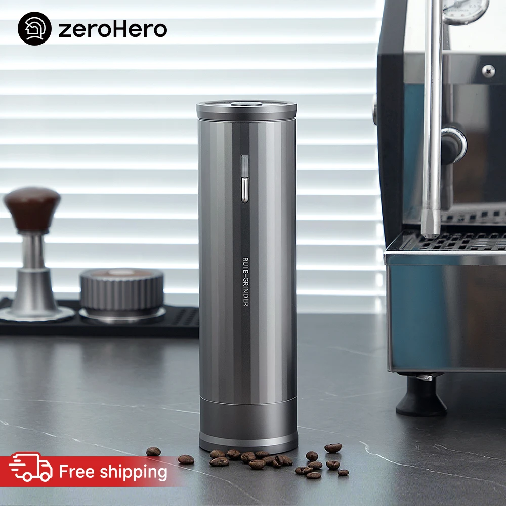 zeroHero Rui Coffee Grinder 25g Capacity Aluminum Unibody Automatic Auto Stop for Espresso Moka Pot and French Press Setup Kitsx
