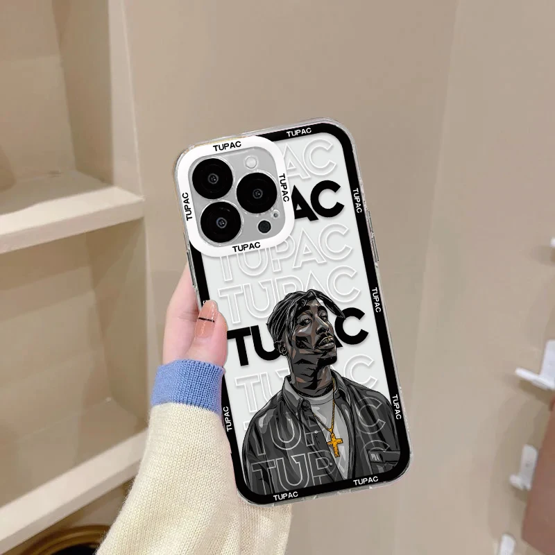 Fashion Tupac Shakur Rapper New 2Pac Phone Case For iPhone 15 14 13 12 11 Mini Pro Max X XR XSMax 6S 6 7 8 Plus SE20 Clear Cover