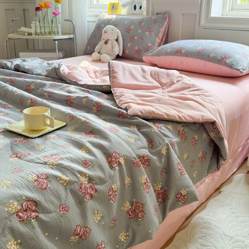 Comforter Quilt Set 2024New Fresh French Style Comforter Fresh Cool and Refreshing Summer Blanket LightWeight Cold For Girl 이불