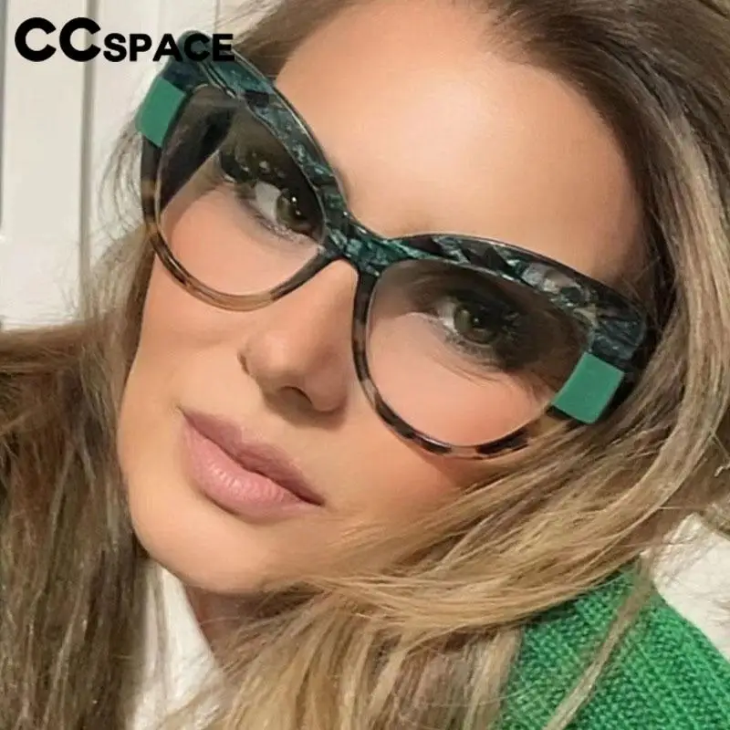 R57576 Lady Fashion Color-Blocked Reading Glasses Casual Cat Eye Optical Presbyopia Eyeglasses Diopter +50+100+150+200+300+350