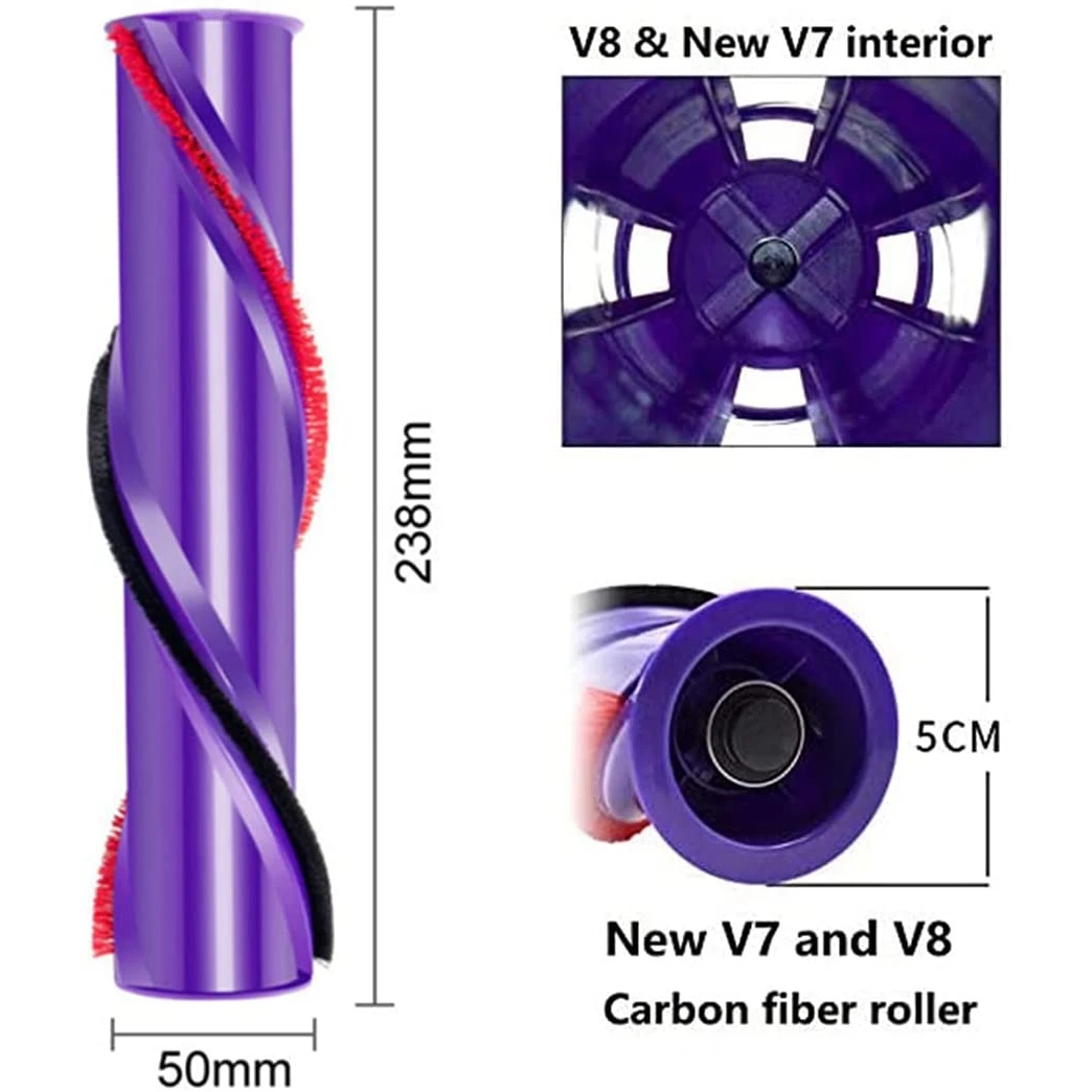فرشاة الأسطوانة ل دايسون V8 مكنسة كهربائية ، استبدال فرشاة لفة بار ، مقارنة مع جزء 967485-01