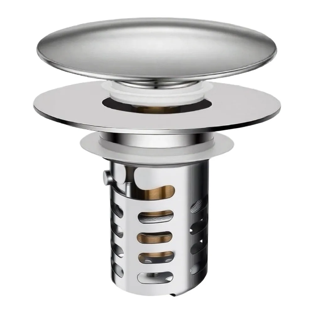 Multipurpose Stainless Steel Drain Stopper with Double Filter Strainer for Hair and Debris Prevention Rust Design