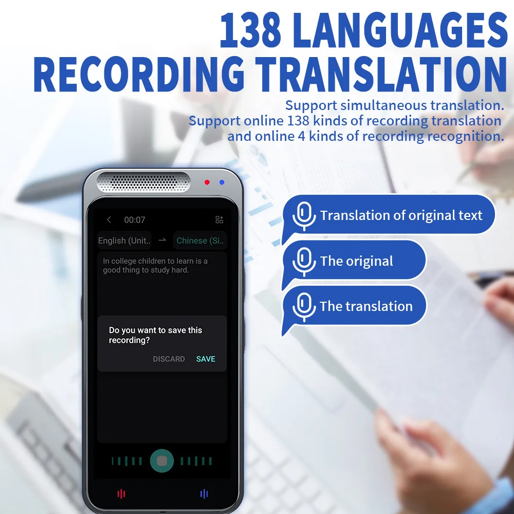 Z6 Language Translator Device supports Two-way Real-time Translation in 138 Languages 4.1-inch HD Touchscreen Translation