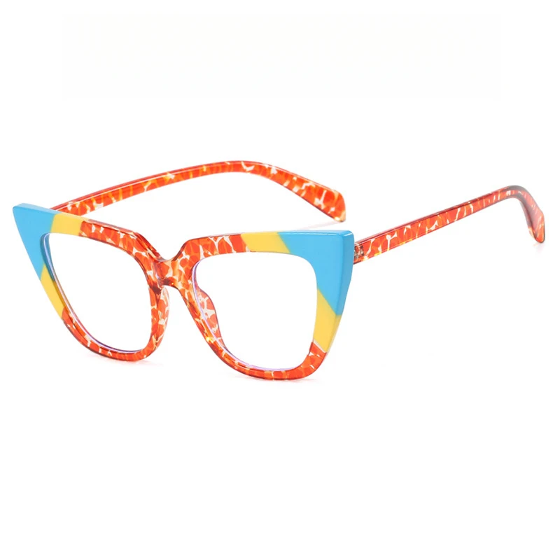 Kedun Cat Eye Color-Block Eyeglass Frame2024New trendy blue light protectioninsUnique flat glasses in European and American retr
