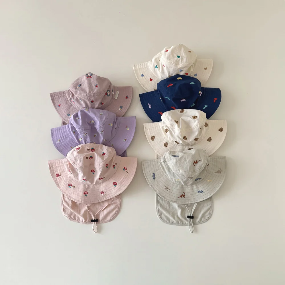 

0-6Y Children's Hat Summer New Quick-drying Thin Boys and Girls Sunshade Sunscreen Baby Shawl Bucket Hats