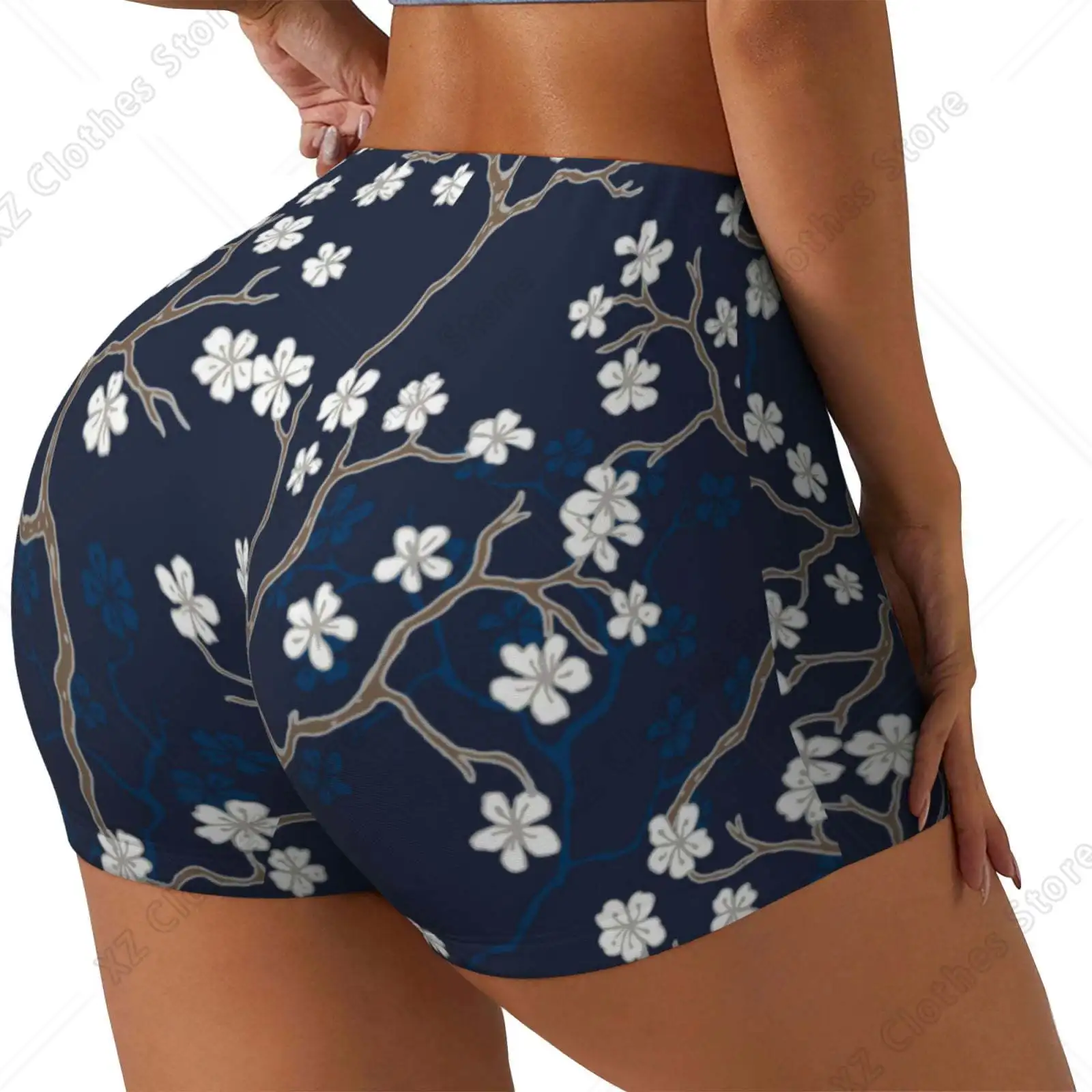 Cherry on Background print Workout Shorts for Women Seamless Soft Smooth Gym Yoga Scrunch Active Exercise Fitness Shorts