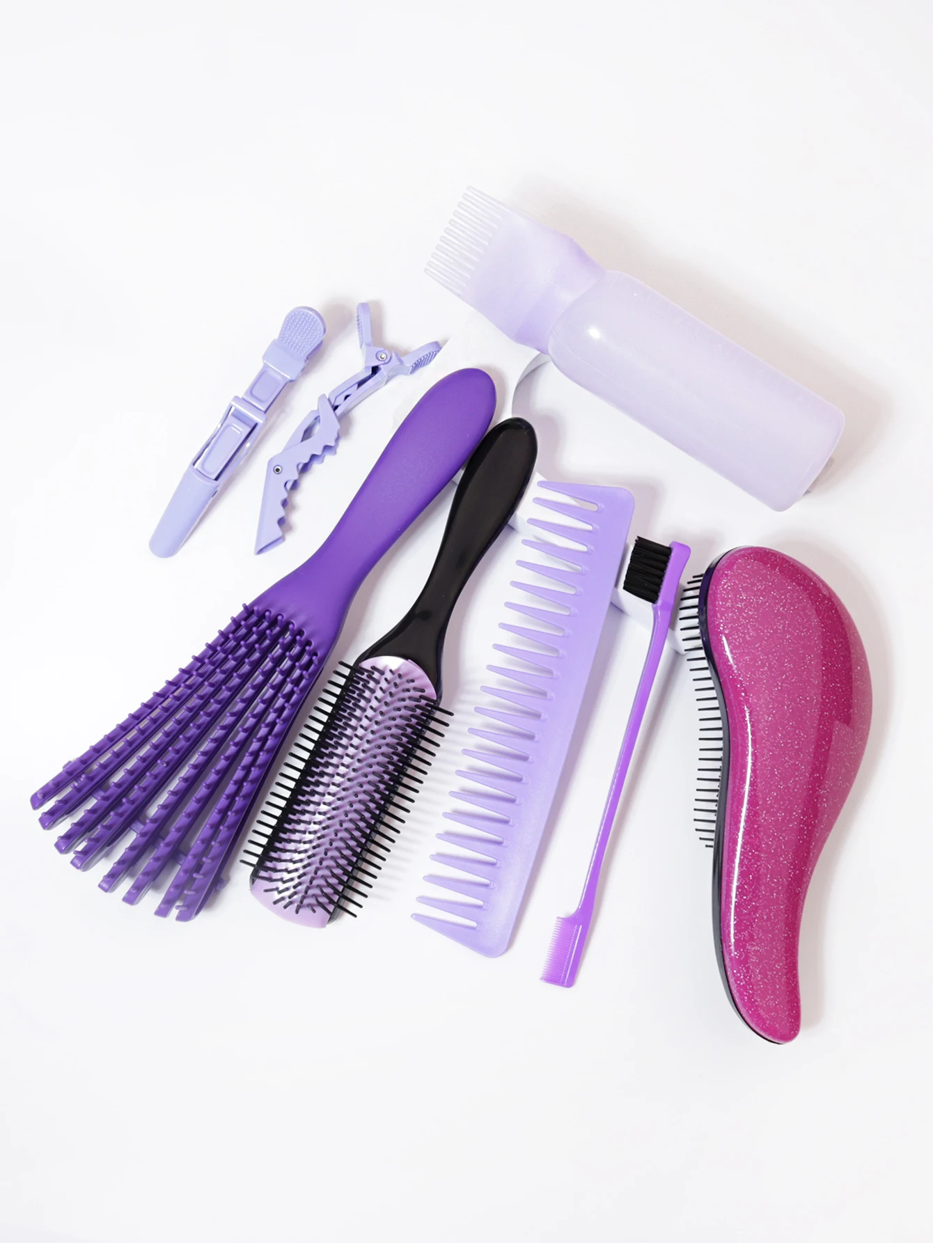 8PCS Comb Hair Brush Set, suitable for both men and women, suitable for long, thick, and curly natural hair