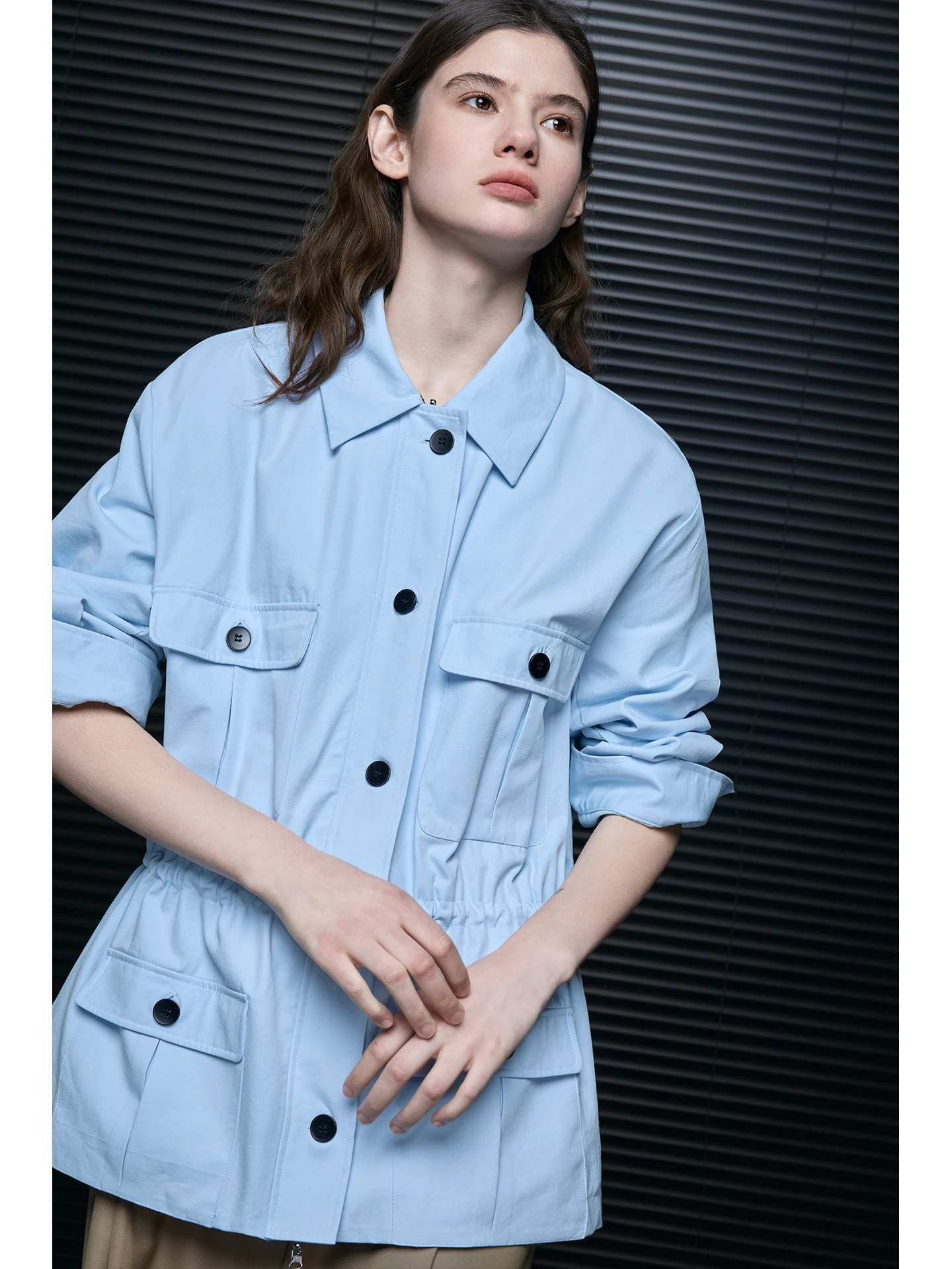 

Американская рабочая куртка в уличном стиле для женщин, весна 2026, из смесового хлопка, с длинными рукавами, на пуговицах