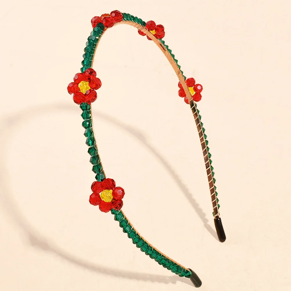 

Crystal Headb s Red Flower Hairb Beautiful Beaded Women Headdress Girls Party Bridal Hairstyle Holiday Hoops Accessories