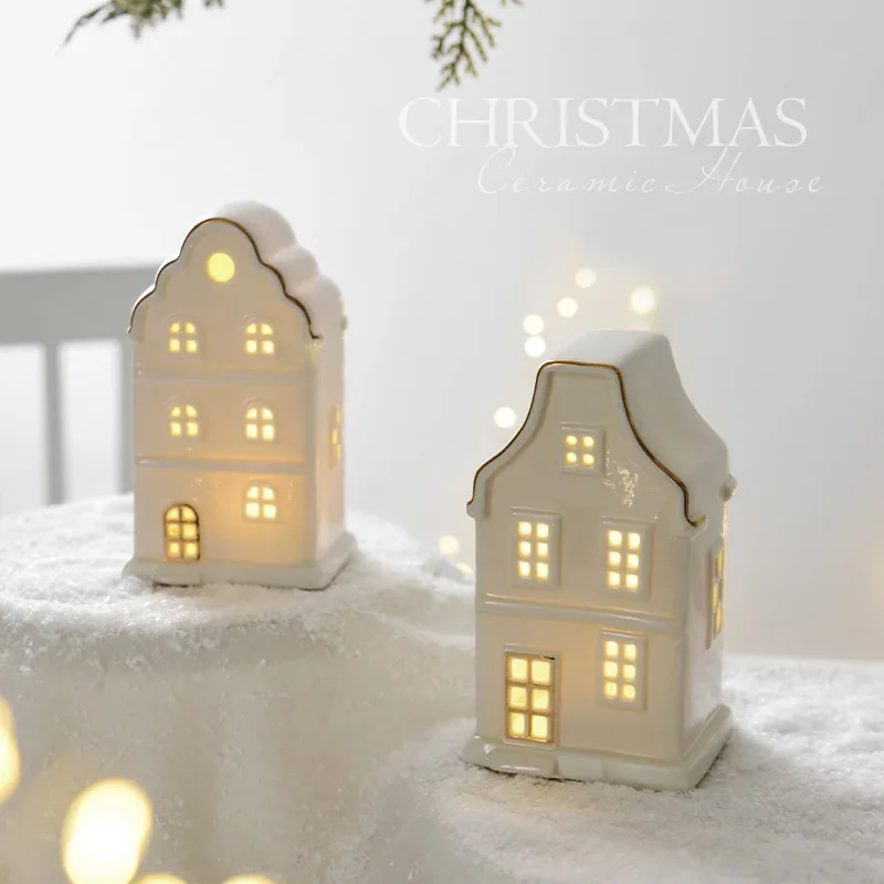 Christmas Decorations Ceramic European Bungalow Snow House