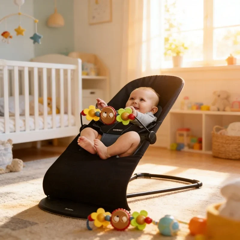 

Складное кресло-качалка для младенцев с вибрацией для новорожденных 0-12 месяцев, всесезонное использование, без музыки