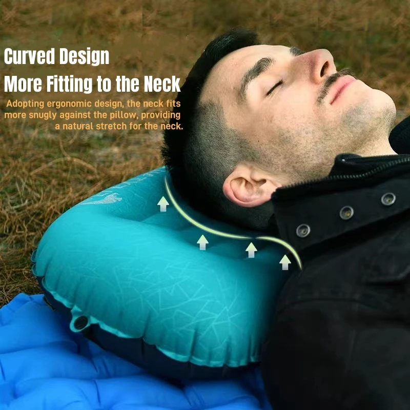 Camping Travel Ultralight Inflatable Pillow Compact Ergonomic Inflating Pillows for Neck Lumbar Support Camp Hiking Backpacking