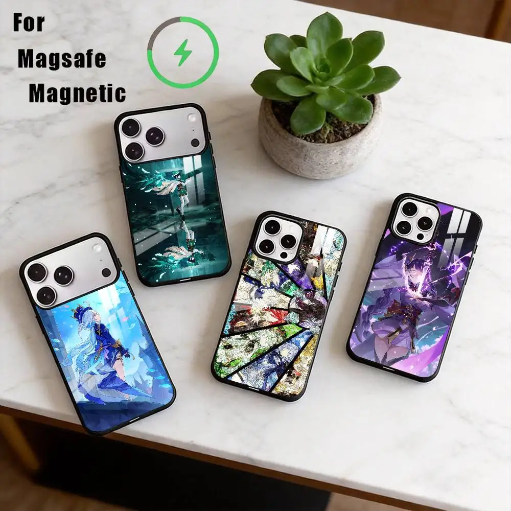 

Чехол для телефона Seven Archons of Genshin Impact для iPhone 17, 16, 15, 14, 13, 12, 11 Plus, Pro, магнитный, для беспроводной зарядки Magsafe