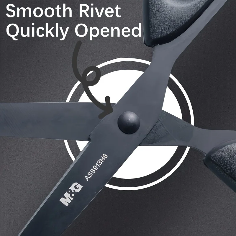 1pc Wear-resistant Stainless Steel M&G Stationery 160mm Scissors, Black Edge, Not Easy