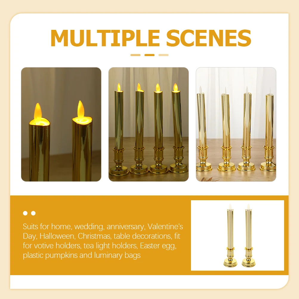 

2Pcs LED Flameless Tea Light Candles Electric Light Realistic Flickering Votive Holder Lights for Home Wedding