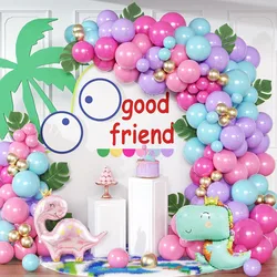 Dinosaur Balloon Arched Garland Set Suitable for Girls Pink Purple Dinosaur Aluminum Foil Balloon Birthday Jungle Hunting Dinosaur Theme Party Decoration Supplies
