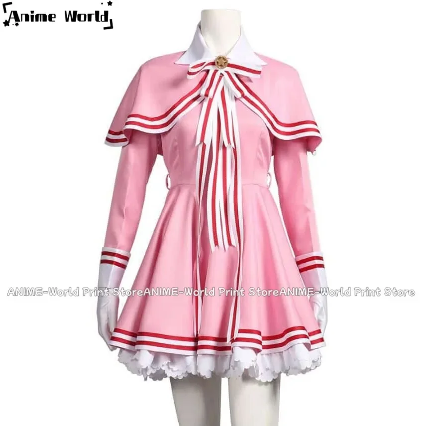 

《Custom Size》Unisex Anime Cardcaptor Sakura Clear Card Sakura Kinomoto Pink Dress Cosplay Costumes Outfit Halloween