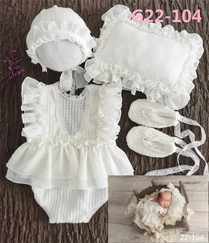 Lace Romper Bodysuits Newborn Photography Props Baby Hat Headband Bodysuits Outfit Baby Girl Dress Costume Photography Clothing