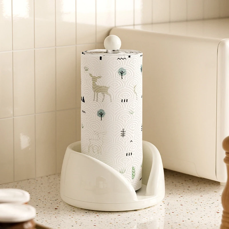 Multifunctional Rotating Paper Towel Holder, Desktop/Standing Kitchen Paper And Plastic Wrap Storage Rack