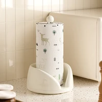 Soporte giratorio multifuncional para papel de cocina, estante de almacenamiento de papel y envoltorio de plástico para escritorio/de pie