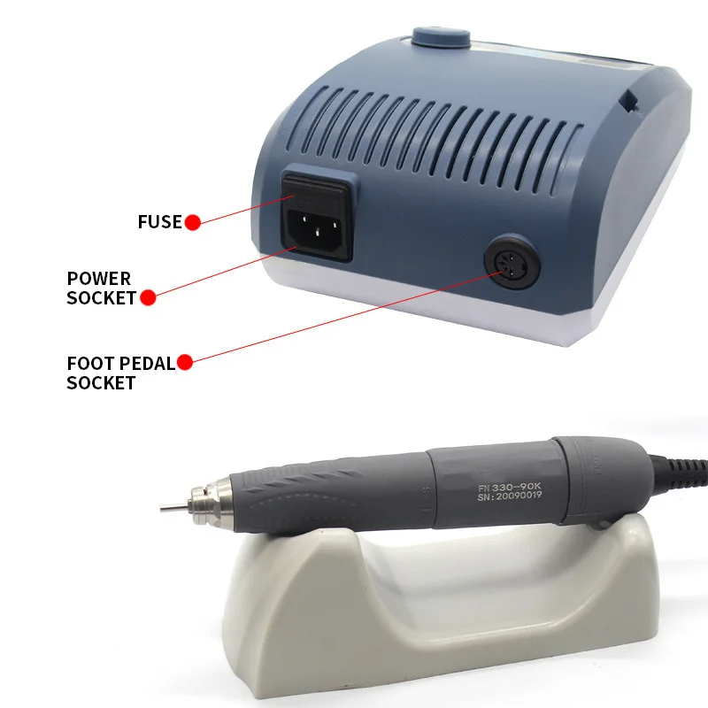 Micro motor machine high speed 50000rpm jewelry jade polishing machine with two handpeice 200W power FN330 adjustable speed peda