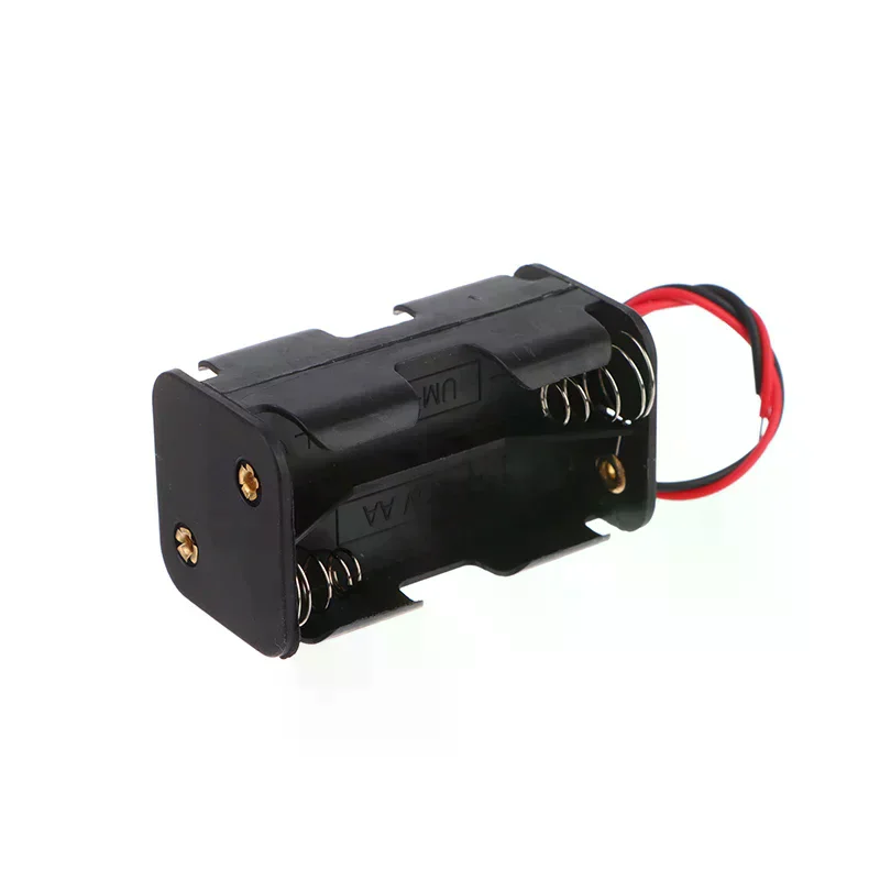 High Quality AA Battery Holder 6V for 4 x AA Batteries Black Plastic Storage Box AA Battery Case Dual Layers With Wire Lead