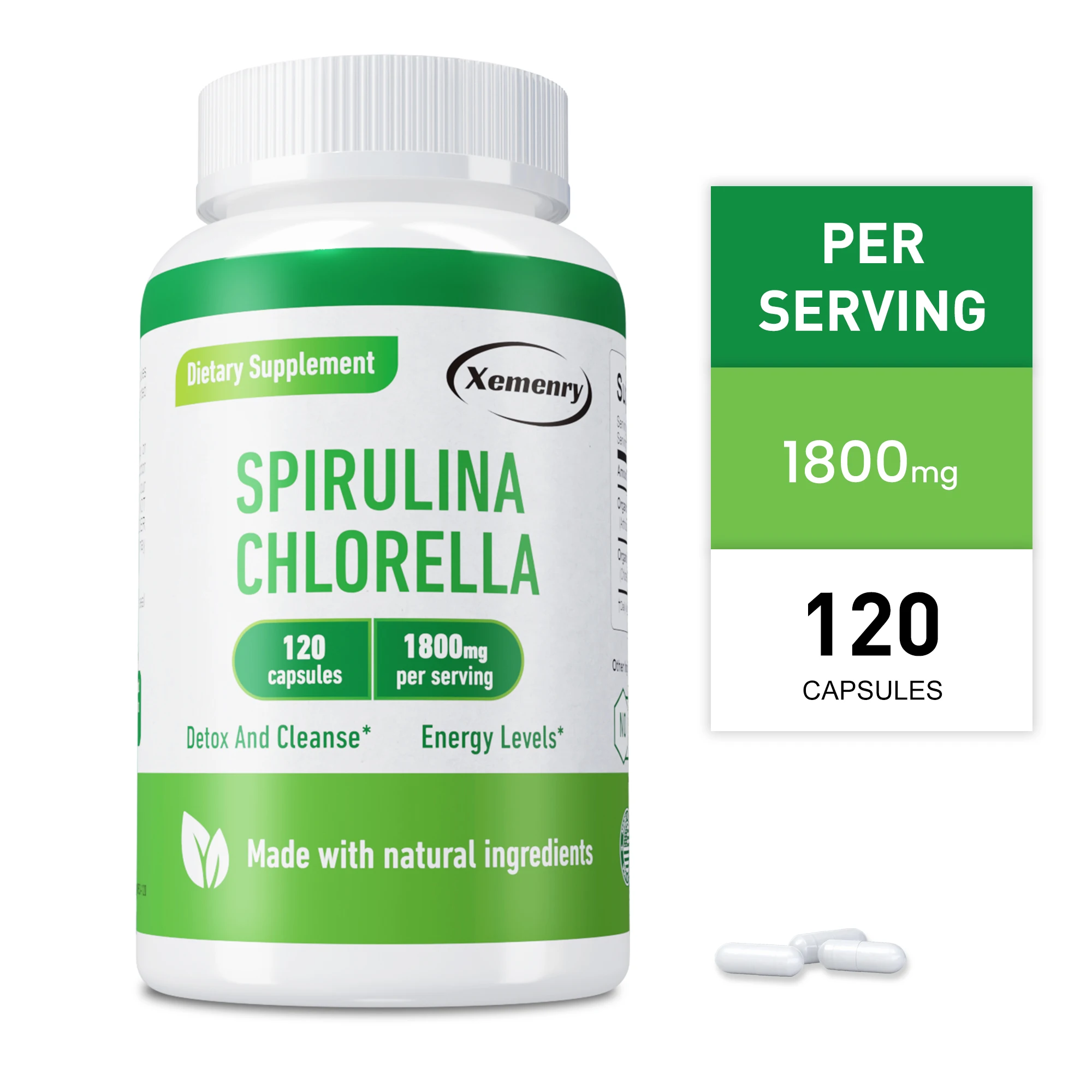 

Капсулы Хлорелла Спирулины — способствуют впитыванию, повышает энергию, антиоксидант, поддерживает здоровье сердца и сердечно-сосудистой.