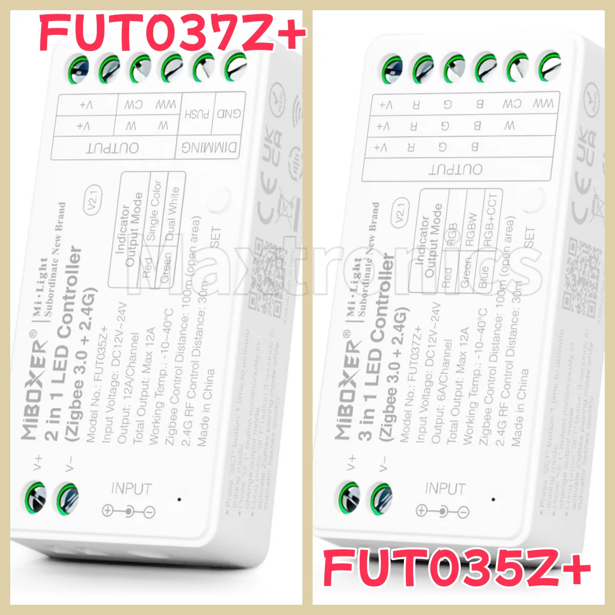 

Miboxer Zigbee 3.0 2.4G FUT037Z+ Контроллер светодиодных лент 3 в 1 RGB / RGBW / RGB+CCT FUT035Z+ 2 в 1 Один цвет / Двойной белый