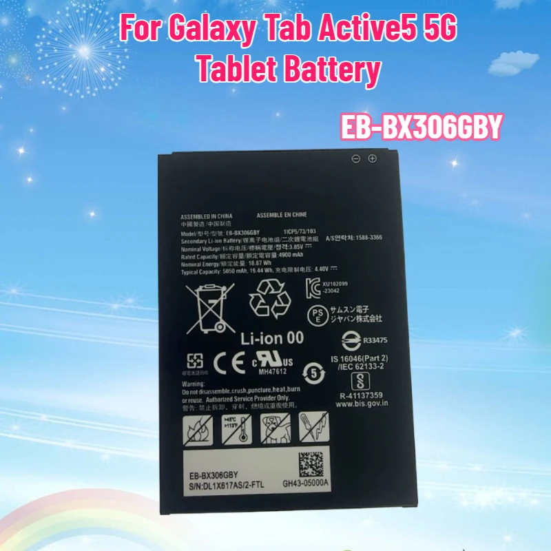 

New High-quality Battery EB-BX306GBY for Galaxy Tab Active5 5G Tablet Battery SM-X306B Battery
