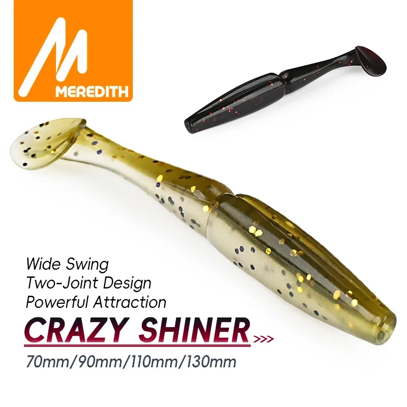 Señuelo de pesca MEREDITH, cebo suave con cola en T, 70mm, 90mm, 110mm, 130mm, accesorios para pesca de barracuda, señuelos de pesca, plásticos blandos
