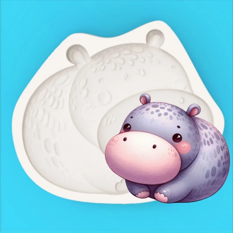 Cute Little Hippo-Shaped Silicone Mold for Chocolate Fondant Making