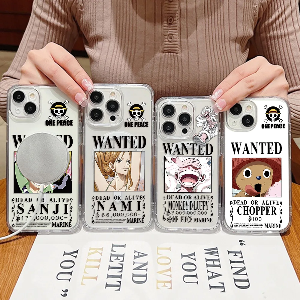HOT Anime Ones Pieces Magnetic Phone Case for iPhone 17 16 15 14 13 12 11 8 7 Air Plus Pro Max X XR XSMax Soft Clear Tpu Cover