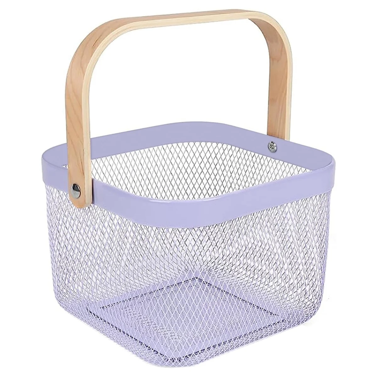 Metal Mesh Basket, Multi-Functional Hanging Kitchen Baskets Fruit Basket with Handle for Kitchen Bathroom Picnic Purple