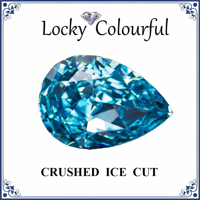 

Cubic Zirconia Crushed Ice Cut Pear Shape Light Aquamarine Color Charms Beads for Jewelry Making Rings Materials No Certificate