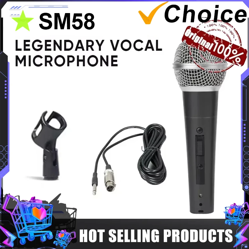 Metal SM58 Cardioid Dynamic Microphone For Stage Singing Professional Wired Microphone for Shure Karaoke BBOX Recording Vocal