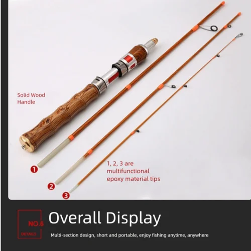 Imagen 1 del producto Caña de pescar giratoria de 4 secciones de alta calidad, caña de pescar de fundición de carbono, potencia UL de 1,4 m, caña de pescar de fibra de carbono para invierno