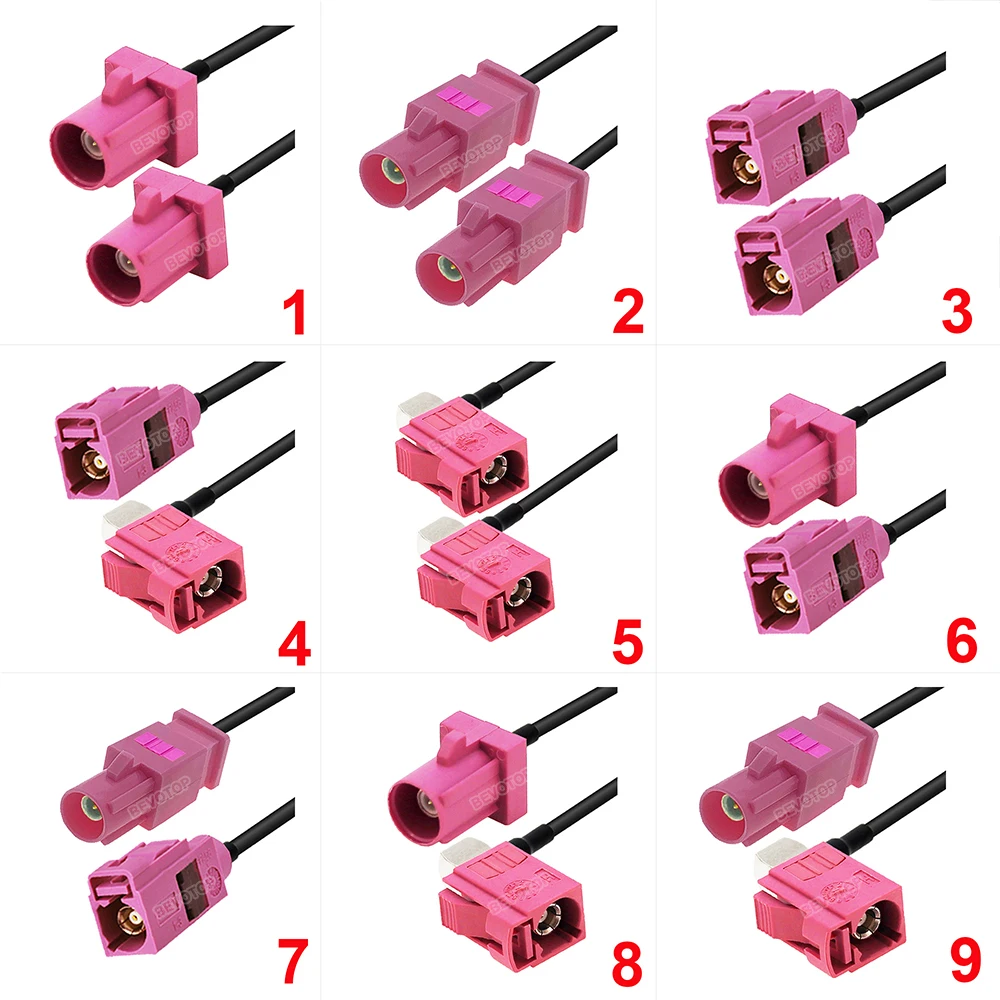 1PCS H-type Fakra Jumper Violet Pink Fakra Male/ Female connector RG174 Pigtail RF Coaxial Extension Cable Cord BEVOTOP 10CM~20M
