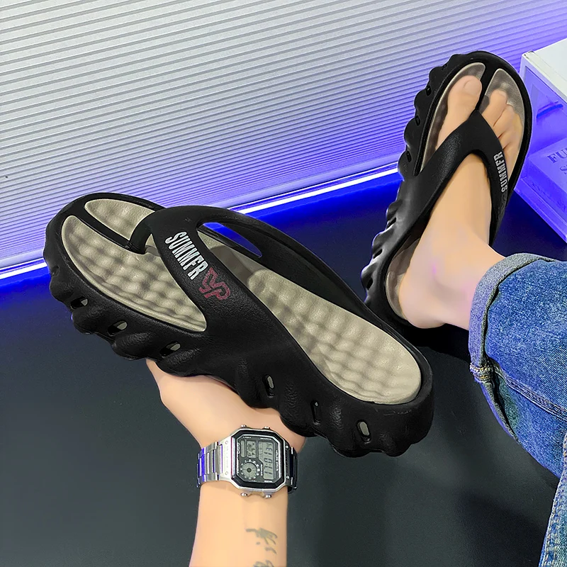 عالية الجودة شبشب رجالي الوجه يتخبط في الهواء الطلق صنادل شاطئ مريحة لينة وحيد الشرائح الرجال عدم الانزلاق النعال المنزل الوجه يتخبط