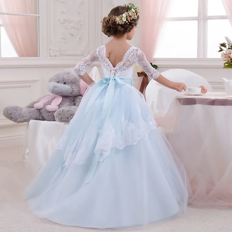 

Princess Puffy Flower Girl Dresses Baby Wedding Party High-Low Kid Brithday Gowns First Communion Dresse