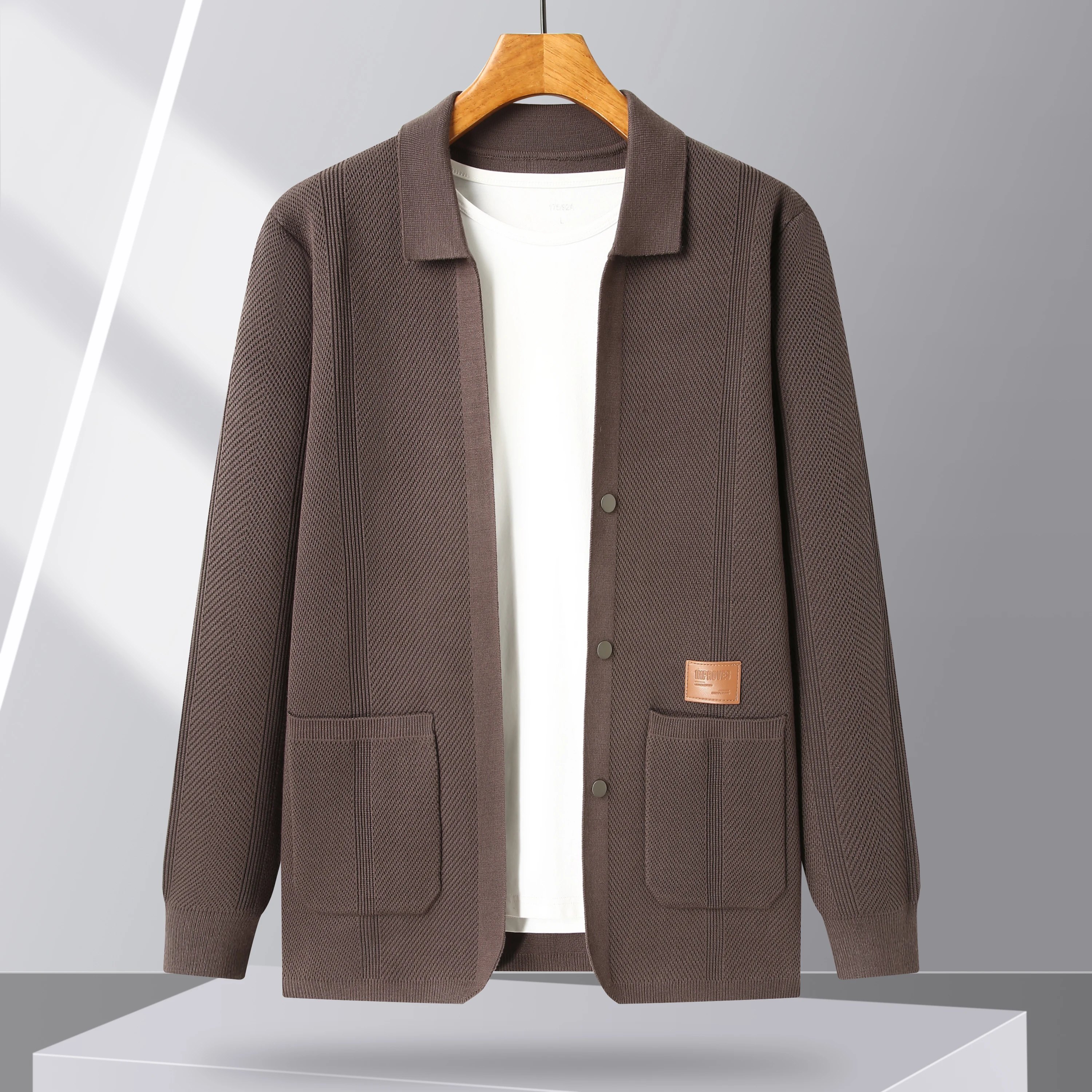 

2025 Spring and Autumn New Sweater Knitted Sweater Men's Solid Color Business Leisure Versatile cardigan Coat