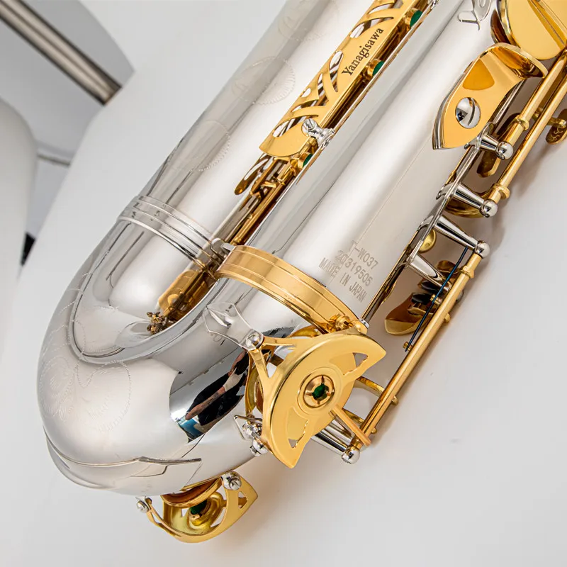 New Musical Instruments T-WO37 Tenor Saxophone Bb Tone Nickel Plated Tube Gold Key Sax With Case Mouthpiece Gloves