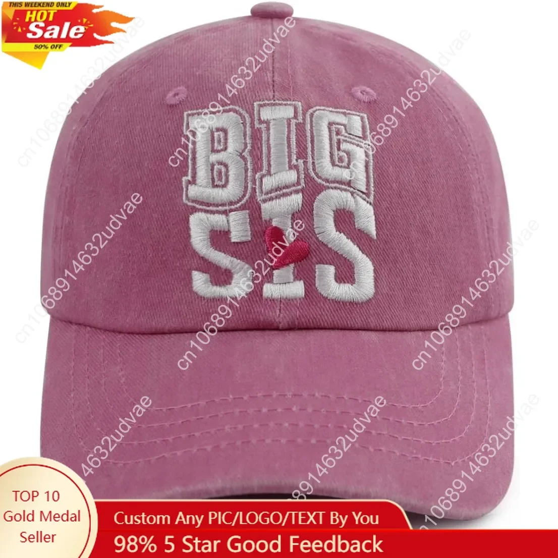 

XacaYuerp Big Sis Kids Hat for Girls Age 3-10 Year Old, Funny Adjustable Cotton Embroidery Best Sister Toddler Baseball Cap