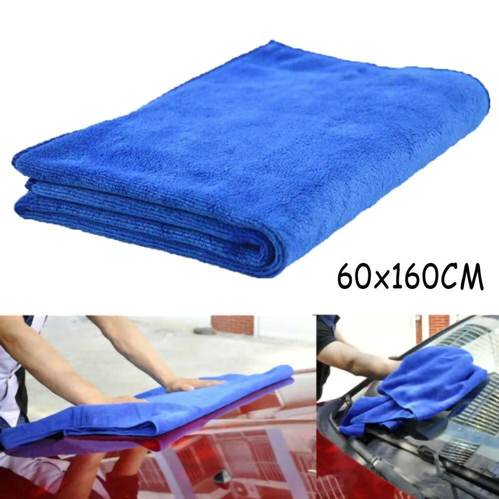 Panno per la pulizia dell'auto Asciugamano senza pelucchi Forniture 60 * 160 cm Assorbimento di lavaggio Assorbimento d'acqua Blu Essiccazione Grande microfibra